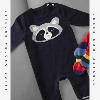 China Autumn Breathable Custom Long Sleeve Knitted Romper Baby Clothes Cute Cartoon 100% Cotton Newborn Baby Rompers for sale