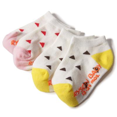 China Antibacterial Cheap Price Baby Spring Summer Cotton Two Color Triangle Pattern Pure Shorts Non-slip Boat Socks Stripe Kids Socks for sale