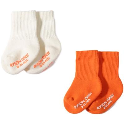 China Hot Selling Antibacterial Kids Socks Anti-slip Hot Designer Kids Wear Socks Autumn Winter Orange White Mid Tube Infant Thick Towel for sale