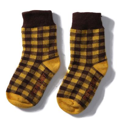 China New Design Antibacterial Baby Wear Anti-skid Sock High Warm Double Jacquard Tube Kids Autumn Winter Two-Color Plaid Socks for sale