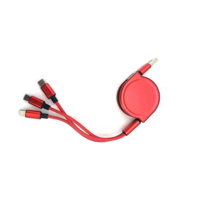 China Fast Charging Speed ​​Android Mobile Phone 2.1A Nylon Multi Function Data Cable 8 Pin Micro Type C 3 In 1 USB Charging Cable for sale