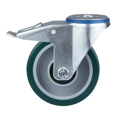 China Green PIVOT Wholesale Price 80 Small Swivel Bolt Hole Locking 3 Inch Swivel PU Caster for sale