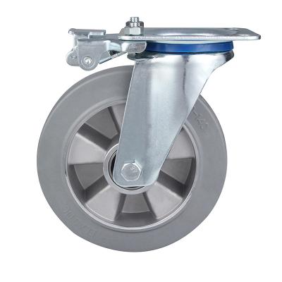 China Excellent Quality PIVOT Locking 200mm Trolley Rubber Pallet Directional Caster Wheel for sale