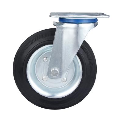 China Good Selling PIVOT Swivel Pressed 3 Inch Small Rubber Casters Steel Low Noise Iron Core for sale