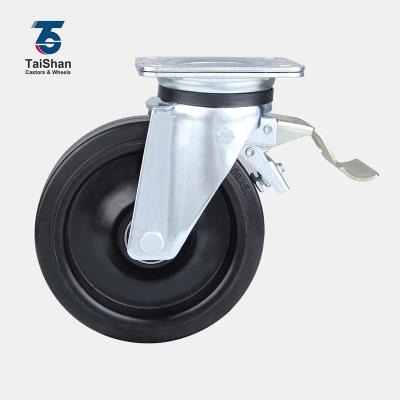 China PIVOT Excellent Quality Pressed Steel Core Locking Heavy Duty 8in 200mm Iron Caster for sale