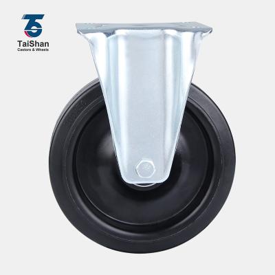 China Taishan Fixed Quality Assurance Black 160 Mm Heavy Duty Rubber Fixed Caster Wheels 6 for sale