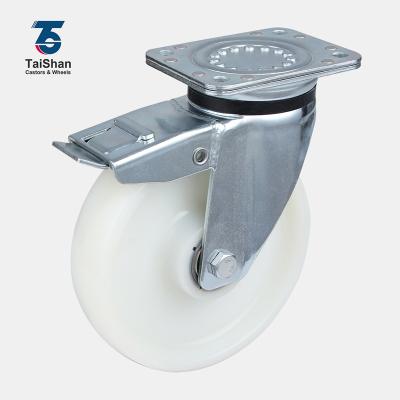 China PIVOT Taishan Wholesale Price Trolley Total Lock 6 Inch Heavy Duty Nylon Caster Wheel for sale