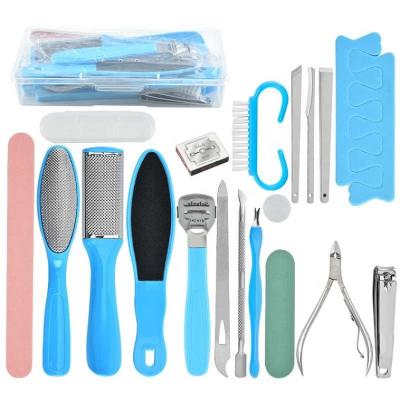 China Deluxe 20 in 1 Pedicure Kit Dead Skin Foot File Feet Worry Tool Foot File Pedicure Set Foot File Rasp Scrub Pedicure Callus Remover for sale