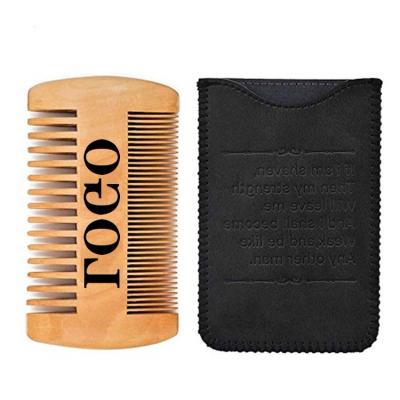 China LOGO High Quality Double Sided Luxury Custom Made Men's Sandalwood Wood Comb Pocket Comb Pocket Comb Men's Beard Care for sale