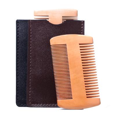 China Luxury Natural Peach Hair Comb Pocket Comb Private Label Beard Beard Pocket Comb Mustache Wood Brush Men's Hair Travel Comb for sale