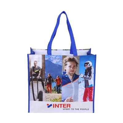 China White Blue Laminated Nonwoven Print Shopping Carry Tote Bag For Packing Custom Made Eco Friendly Biodegradable Recyclable Large for sale