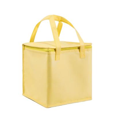 China Large Waterproof Heavy Duty Soft Yellow Step Up Foldable Birthday Cake Food Delivery Insulated Non Woven Tote Cooler Bag for sale