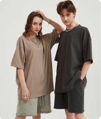 China Anti-wrinkle men | Double Thread 230 g Cotton Solid Color T-shirt Blank Short Sleeve Drop Shoulder Loose T-shirt Man beijing2022 for sale