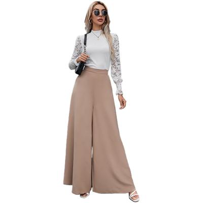 China New Styles Of Anti-wrinkle Fashion Oblique Pockets Zipper Fly Palazzo Pants Breathable Pants With Zippers for sale