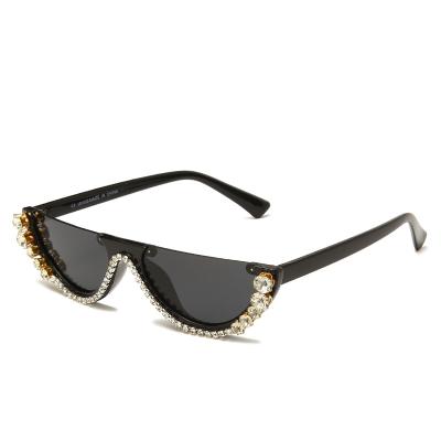 China Fashion Sunglasses 2022 Retro Half Frame Cat Eye Glasses Luxury Diamond Customized Sunglasses OGY001 for sale