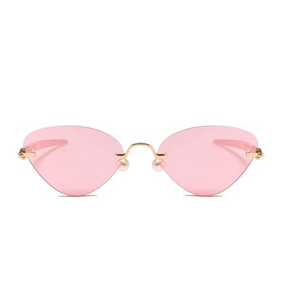 China Fashion Sunglasses 2022 New Cat Eye Sunglasses Fashion Ladies Custom Rimless Sunglasses for sale