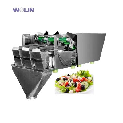 China Food Weighlin Automation Party Fresh Cut Automatic Linear Head 2 4 Belt Conveyor Weigher Salad Fruit Vegetable Weigher Packing Machine for sale