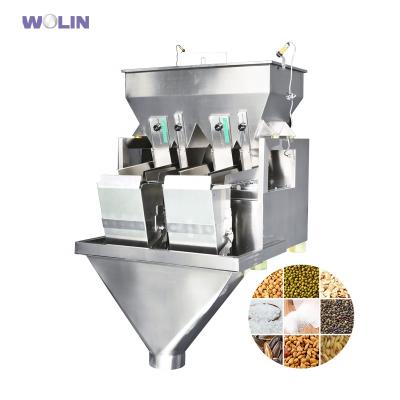 China Tool Free Release and Install 2head 100g-5kg Automatic Linear Weigher Filling Filler Dispenser Doser Rice Bean Seeds Sugar Salt Sesame Chicken Essence Soybeans for sale