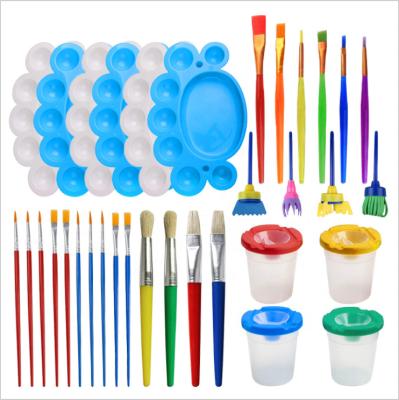 China Paint Tool Kit, 34Pcs Paint Supplies Include Paint Cups With Lids Palette Tray Multi Sizes Paint Pen Brush Set For Kids M-534 M-534 for sale