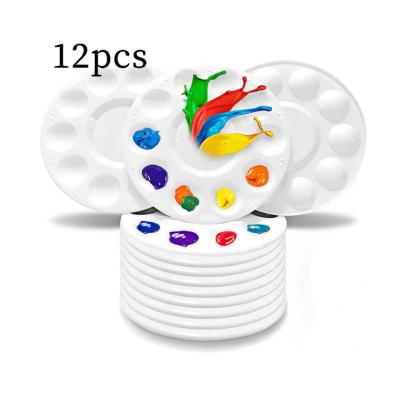 China Amazon Watercolor Plastic White Plastic Palette 17cm Round Plastic Palette Painting Art Supplies for sale