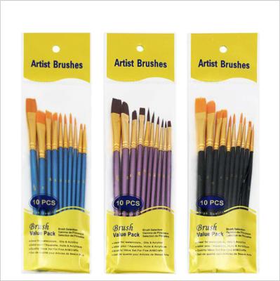 China Amazon Nylon Nylon Wood Brushes 10 Bead Blue Nylon Brushes Art Supplies Painting Materials for sale