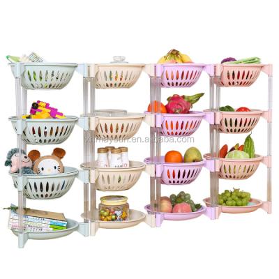 China Sustainable Sustainable 4 Tiers Tiered Home Rack Fruit Baskets PP Rack for sale