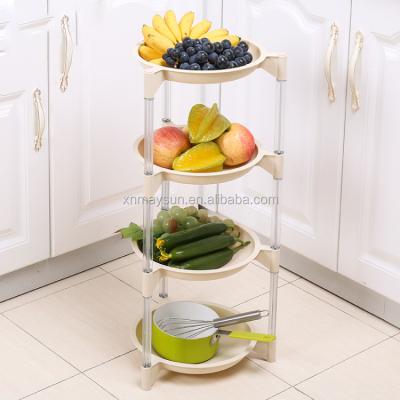 China Sustainable Sustainable Round 3 Layer Hanging Basket Kitchen Storage Basket Rack 3 Tier Wire Bin for sale