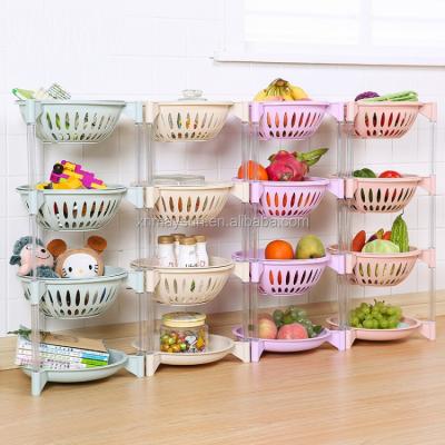 China Sustainable Sustainable 3 Layer Fruit Rack Kitchen Vegetable Storage Rack Shelves For Kitchen Bathroom for sale