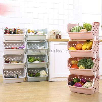 China Viable Multi-Layer Basket Stacking Storage Baskets 4 Layer Storage Basket for sale