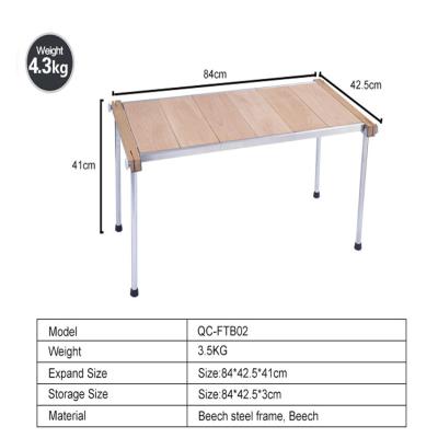 China QCFTB-02 Japanese Portable Natural Beech Picnic Outdoor Wine Table With Stainless Steel Cutlery Camping Cheese Entertainment Board for sale