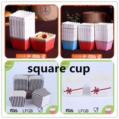 China Cardboard Pattern Disposable Cupcakes/Square Cupcake Liners/Disposable Cake Cup/Baking Cup for sale