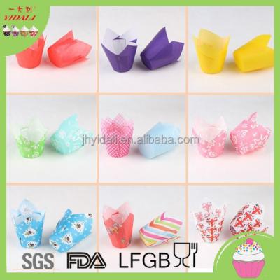 China Wholesale Single Wall Colorful Waterproof Paper Tulip Shape Baking Cups, Roll Tulip Paper Cup for sale