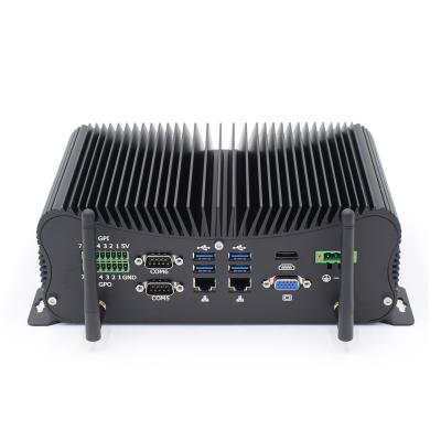 China Factory Aluminum Alloy Mini PC Core i5 10210U 10510U DC Wide Serial Voltage Pro Linux GPIO Desktop Win10 Left Port for sale