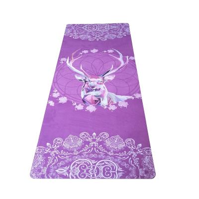 China Custom Printed Suede+TPE Suede Band Yoga Mat With Carry Strap For Excerse, Fitness And Yoga for sale