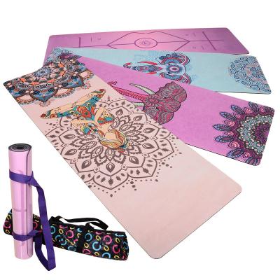 China TPE+Suede Custom Design Printed Rubber Suede Yoga Mats for sale