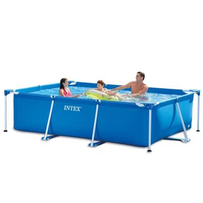 China Intex 28270 Hot Sale Rectangular Portable Backyard Large Rectangular Metal Frame Pool Spa Funiture Plastic Pool for sale