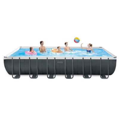 China 6Ages+ Intex 26364 Luxury Portable Floor Around Stainless Steel Large Family Swimming Above Ground Pool for sale