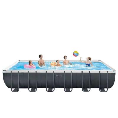 China With Large Compressor High Quality Intex Portable Above Ground Rectangular Metal Frame Swimming Pool for sale