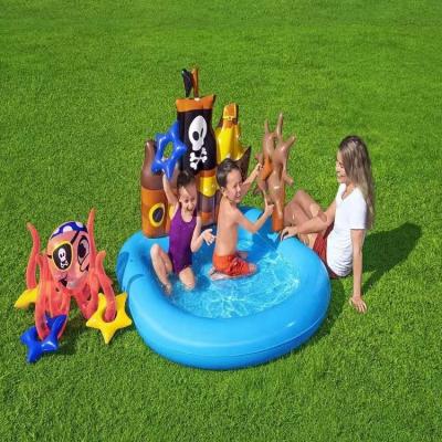 China Cartoon Theme Intex Garden Portable Kids Bouncy Castle With Slide Splash Water Slides Pool And Pool for sale