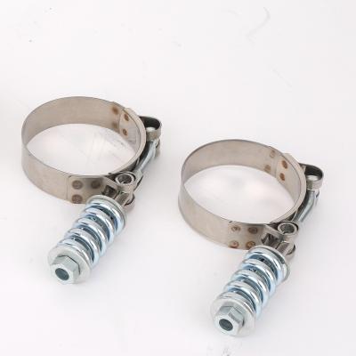 China Stainless Steel Size 54mm-173mm Hose SS304 T-bolt Spring Hose Clamps Heavy Duty With Big Spring for sale