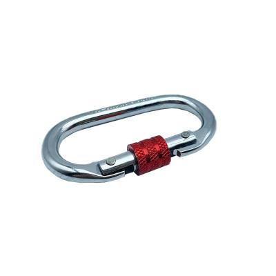 China US CE Certified Fall Protection Manufacturer Screw Lock 25kN Galvanized Steel Oval Carabiner for sale