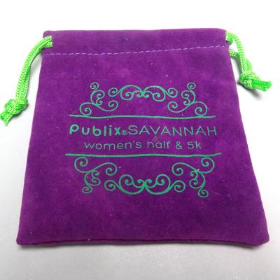 China Security Promotion Purple Color Custom Velvet Bag With Custom Logo for sale