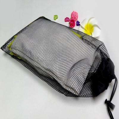 China Recyclable Customized Nylon Polyester Mesh Canvas Drawstring Laundry Bag for sale