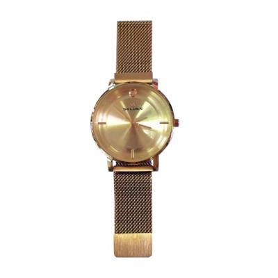 China G5802 Fashion Gold Women's Slim Stone Mesh Bracelet Wrist Watch Japan Stone Quartz Watches For Ladies for sale