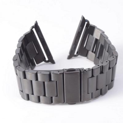 China Wholesale Soft Waterproof Jump Buckle Three Beads Stainless Steel Accessories Watch AG302 Solid Steel Watch Band for sale