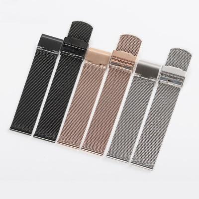 China Luxury Double Fashion Milanese Mesh Watch Band Strap Stainless Steel Buckle Quick Release Clasp W1010 for sale