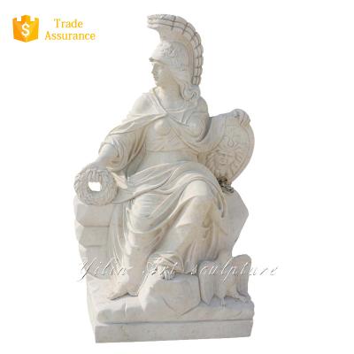 China Modern Carved Marble Stone Warrior Statue Sculpture, White Natural Marble Statue For Sale for sale