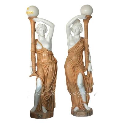 China Modern Carved Stone Marble Lamp Light Statues For Sale for sale