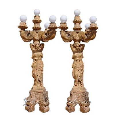 China Durable and artistic hand carved lamp light marble statue for sale for sale