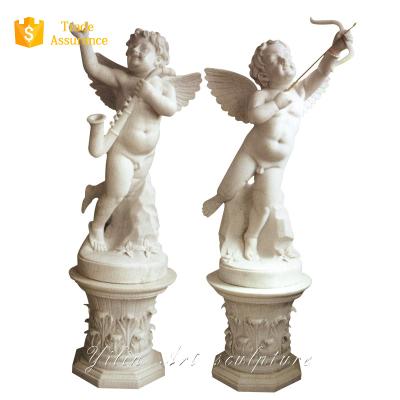 China Durable and artsitic decorative white marble angel statue for sale for sale